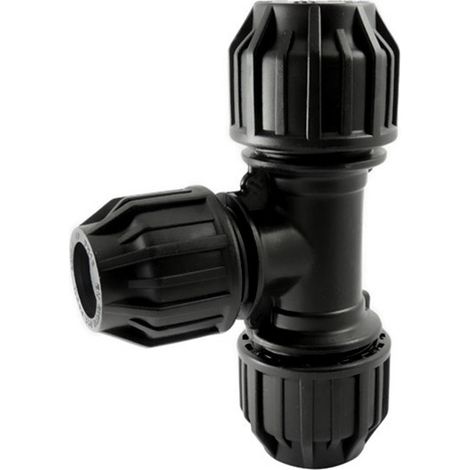 Té Réduit à Compression pour Tube PE Raccord Polypropylène PN16 Ø A: 32mm Ø B: 25mm