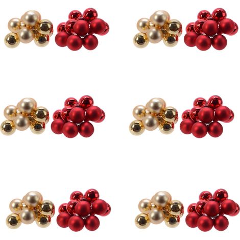 OFFERTA 12 MAZZOLINI DI SFERE D.2CM ORO/ROSSO NATALE