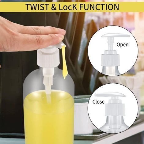 2 Pièces Flacons de Shampoing, 500 ML Distributeur de Liquide avec Pompe Rechargeable, Bouteilles Vides pour Savons, Lotions, Huiles, Détergents.72.5157mm.