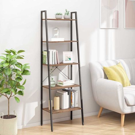 Étagère sur pied 5 niveaux Étagère de Rangement - Meuble de rangement Marron foncé et noir 56x35x174 cm BV332932 - BonneVie (1/5)