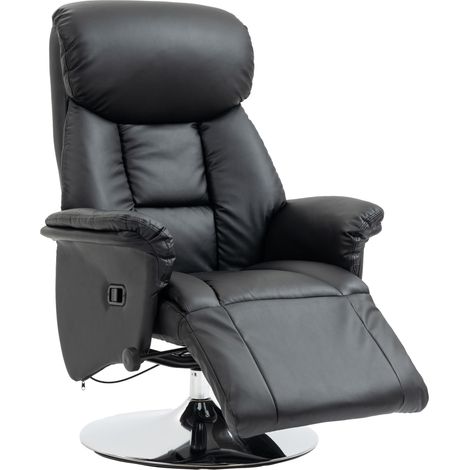 Schwarzer Drehsessel mit verstellbarer Fußstütze, Belastbarkeit 150 kg, für Wohnzimmer, Schlafzimmer oder Heimkino (1/5)