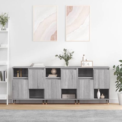 Aparadores 3 uds madera contrachapada gris Sonoma vidaXL (1/5)