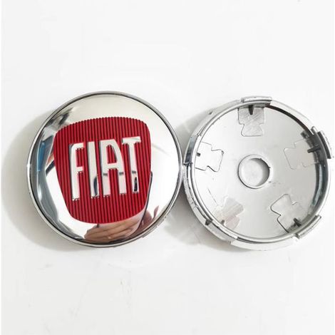 Cache Moyeu de Roue 60mm Compatible Fiat Viaggio & Ottimo – Centre de Jante Décoratif, Capuchon de Moyeu pour Jante, Accessoire Roue Voiture en Caoutchouc, Couvercle Moyeu Style Tuning, Kit 4 Pièces – (1/2)
