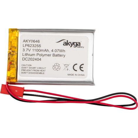 Batería Li-Po LP623255 Akyga AKY0646 3,7 V / 1100 mAh PCM Conector JST de 2 pines 150 mm (1/3)