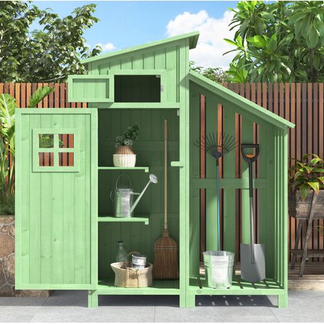 armadio contenitore giardino 124x46 cm legno verde alto OKMYHOME (1/5)