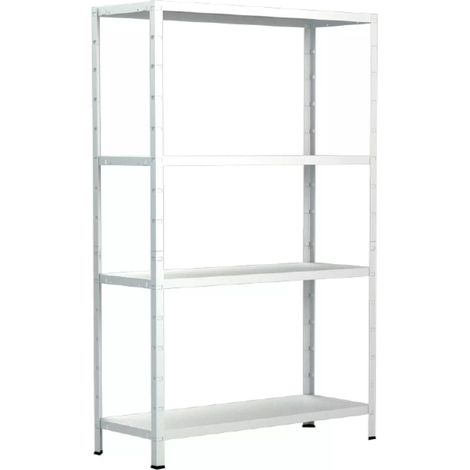 SCHULTE Regalwelt Rayonnage emboîtable avec 4 tablettes PowerMAX, charge utile 50 kg, 137x75x30 cm (HxLxP), blanc, rayonnage de stockage, rayonnage d’atelier, rayonnage de cave, rayonnage de garage, r (1/3)