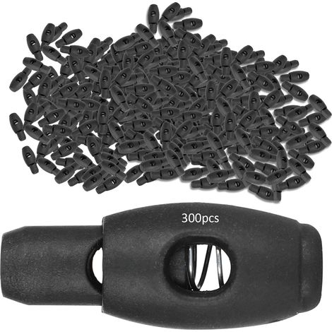 300 Pièces Serre-Câble à Ressort Plastique, Boucle de Cordon à Trou Unique, Accessoire de Fixation pour Vêtements et Sacs (1/5)