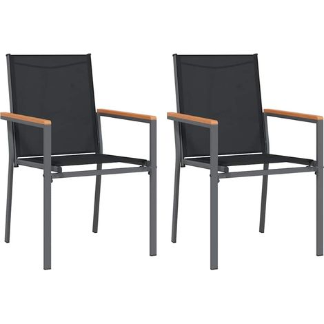 vidaXL Sillas de jardín 2 uds textilene y acero negro 55x61,5x90 cm (1/2)