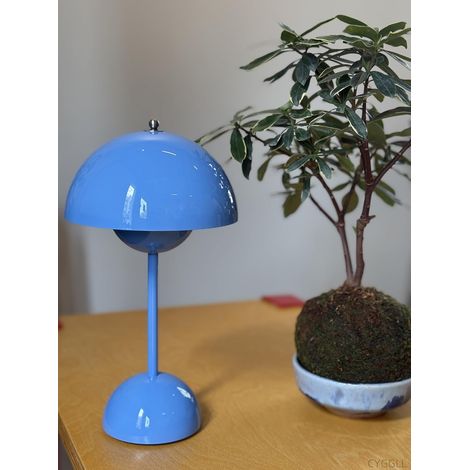 Moderne Blumenknospenlampe, 30 cm, kabellos, Touch-Funktion, dimmbar, 2600 mAh Akku, Schreibtischlampe im nordisch-minimalistischen Pilzstil, Nachttischlampe für Schlafzimmer und Wohnzimmer (Blau), oh (1/5)
