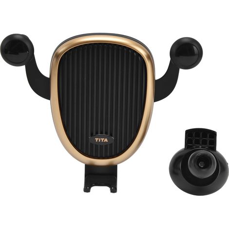 Support téléphone voiture doré, support universel pour smartphone 4.5‑6.5 pouces, fixation auto pour mobile. (1/5)