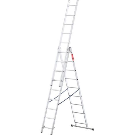 Baulich – Échelle multifonction en aluminium 3x9 marches – Longueur déployée 462 cm – Hauteur de travail 5,47 m – Charge maximale 150 kg - 3-en-1 (1/5)