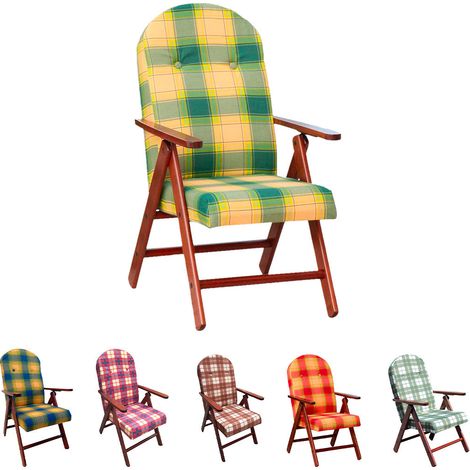 AMALFI Fauteuil en Bois MASLEGNO Fauteuil inclinable Coussin Rembourré 108x65x60  Couleur: Bordeaux