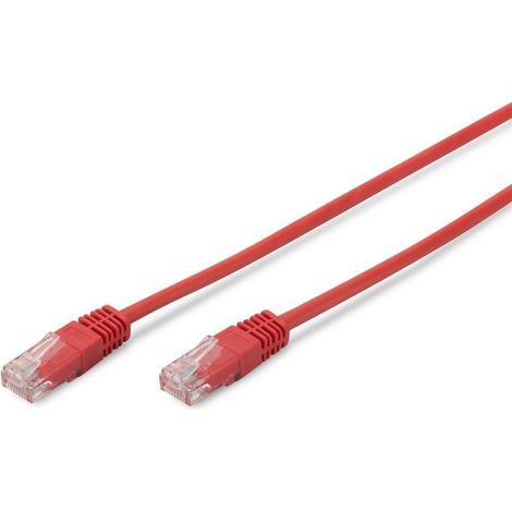 Câble Réseau Cat 5e - 5m - RJ45 Non Blindé - Cuivre - Compatible Gigabit - Rouge