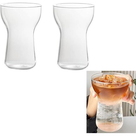 Verres à Latte Macchiato 400ml Lot de 2, Résistant à la chaleur, Verre borosilicaté