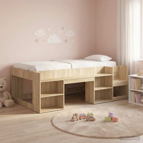 Cama Infantil con Almacenamiento Roble  98.5 x 200 cm