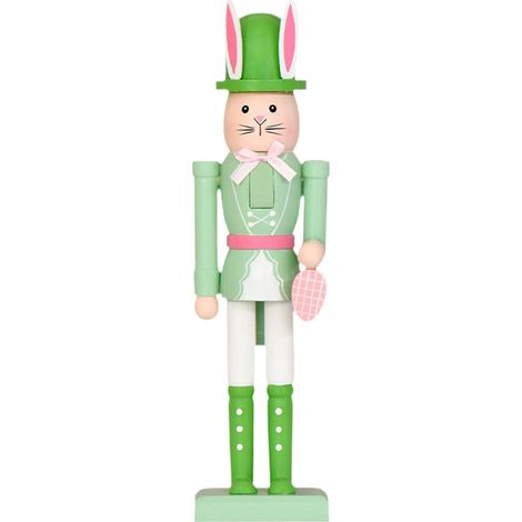 KOWOLL Casse-noisette de Pâques, figurines de lapins en bois, décoration de Pâques pour la maison ou le bureau, cadeau pour la fête du printemps, 31 x 8,5 x 7,5 cm (1/5)