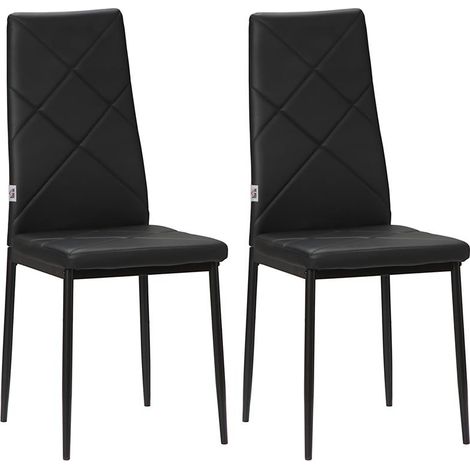 SET DI 2 SEDIE DA PRANZO MODERNE CON SCHIENALE ALTO IN FINTA PELLE E ACCIAIO. 41X50X97 CM. NERO (1/5)