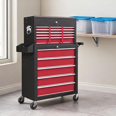 Servante d'atelier coloris rouge en acier 76 x 33 x 75 cm (1/5)