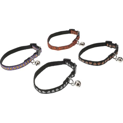 Collar para mascotas de Halloween para gatitos y cachorros, 4 piezas, cadena de nailon para el cuello (1/5)