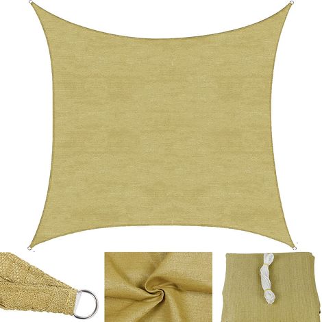 Sonnenschutzsegel Sonnensegel Sonnendach Windschutz Regenschutz Schattensegel Sonnenschutz Balkon Beschattung UV Schutz - Quadrat - 3x3 m - Sand (1/5)