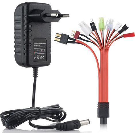Cargador de baterías RC 9 en 1 para baterías NiMH/NiCD de 4,8 V, 7,2 V, 8,4 V y 9,6 V, cargador para coches RC para baterías NiMH/NiCD de 2,4 V a 12 V, enchufe