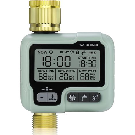 1 Programmateur D'arrosage Avec Entrée Et Sortie En Laiton, Écran LCD, Contrôle Automatique Et Manuel, Pour Jardin (1/5)