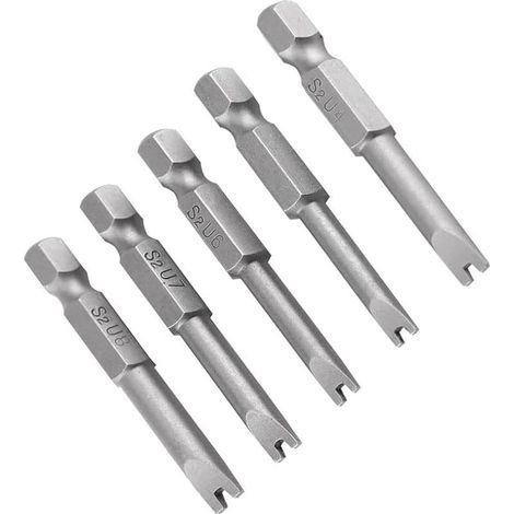 Lot de 5 embouts de tournevis magnétiques à tige hexagonale en alliage d'acier en forme de U U4 U5 U6 U7 U8 Longueur 50 mm (1/5)