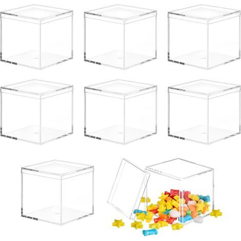 Set mit 8 kleinen Aufbewahrungsboxen mit Deckel, transparentes Acryl-Geschenkbox-Set, Acrylbox mit Deckel, kleine transparente Acryl-Schmuckbox (1/5)