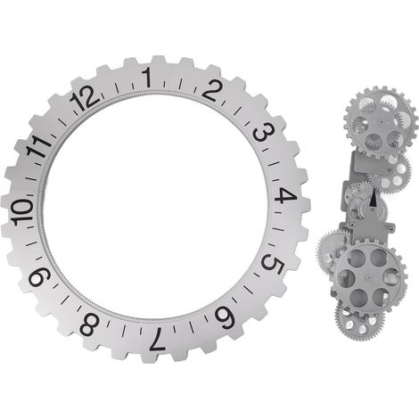 Retro 3D Moving Gear Clock Large Hanging Mechanical Gear Clock Wall Mounted Hour Wheel with 304 Stainless Steel Frame for the (1/5)
