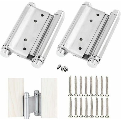 royaluxe- 2 pièces charnières de porte en acier inoxydable charnière de porte à double action charnières de meubles antirouille charnières à ressort à visser charnière de porte battante pour Saloon Ca (1/4)