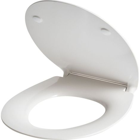 Sedile WC moderno Soft Close 45 x 38 cm Meccanismo di sgancio rapido Interasse fori 16 cm Duroplast Bianco Putumayo