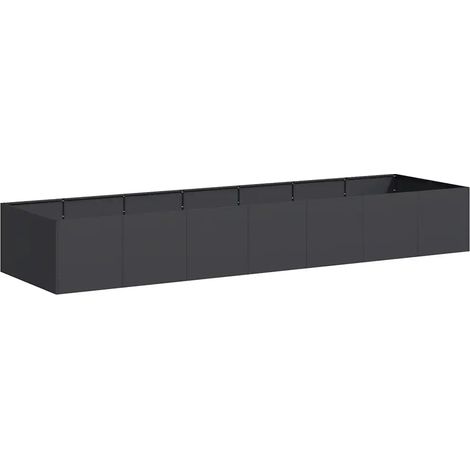 Jardinière rectangulaire pour jardin patio 280 x 80 x 40 cm design moderne esthétique en acier noir (1/5)