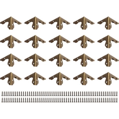 20 Pièces Protections d'Angle Métal Style Vintage Élégant, Cornières Triangulaires en Fer Premium pour Boîte en Bois (1/5)