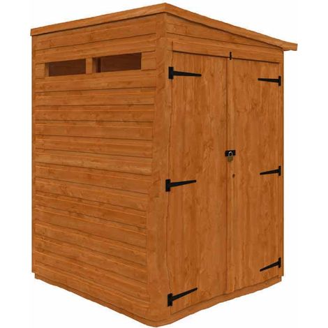 4x4 Flex Pent Security Doubel Door 12mm Flex - L123.8 x W115 x H203 cm - Solid Wood/Softwood/Pine - Burnt Orange