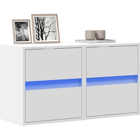 TV-Wandschränke mit LED-Beleuchtung 2 Stk. Weiß 41x31x45 cm