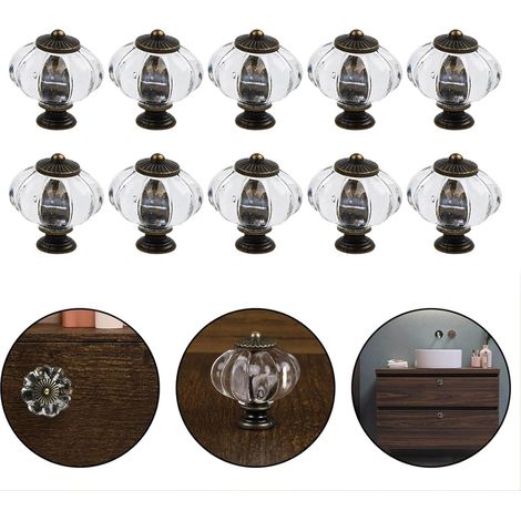 de porte vintage en cuivre et cristal pour meubles de bureau (1/5)