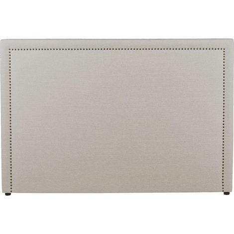 Testata finitura borchiata ALVISE - Tessuto effetto lino - 160 cm - Beige (1/5)