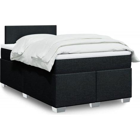 Sommier à lattes de lit avec matelas noir 120x190 cm tissu vidaXL (1/5)