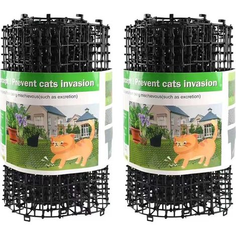 Cat Deterrent Mat 2 m x 30 cm (noir, 2 pièces) – Tapis de chat avec pointes pour jardin – Deterrent Grid Against Cats (1/5)