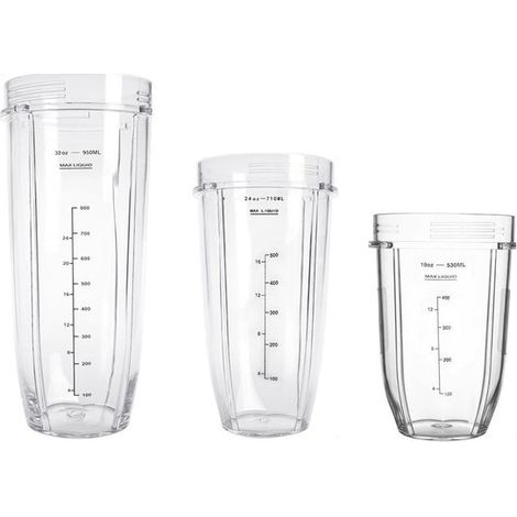 3 teiliges Mixbecher Set Ersatzteile für Mixer Kompatibel mit Ninja Entsaftern 950 ml/700 ml/500 ml Küchenzubehör transparent (1/5)