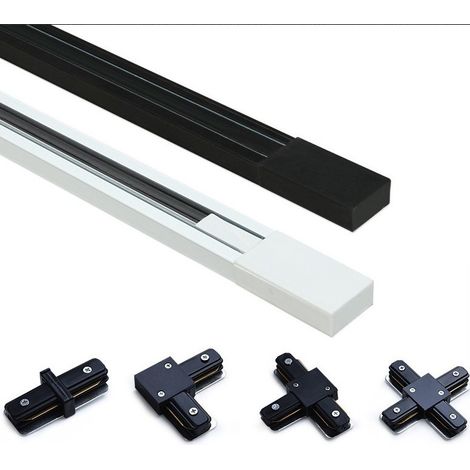 Barcelona Led – Rail monophasé en saillie pour spots LED – Aluminium extrudé – 1 mètre – IP20 pour intérieur – Alimentation et embout inclus (1/5)