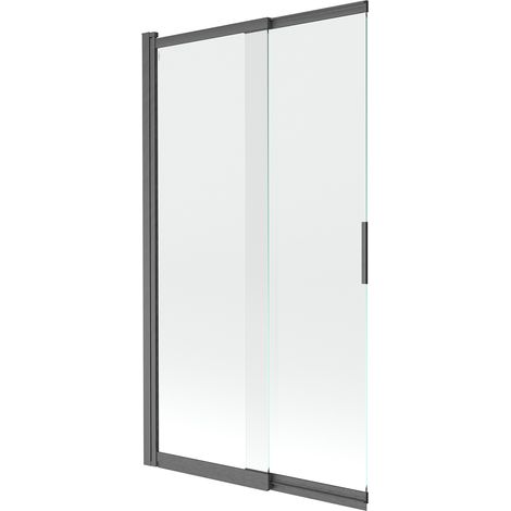 Mexen Fox paravento per vasca da bagno scorrevole a 2 ante 100 x 150 cm, trasparente, grigio canna di fucile spazzolato - 891-1 (1/2)
