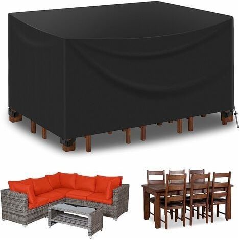 Housse Salon de Jardin 420D Oxford Tissu Housse de Protection pour Mobilier Housse de Table de Jardin Imperméable Bâche de Protection avec Corde et Boucle Verrouillage(135X135X74cm) (1/5)