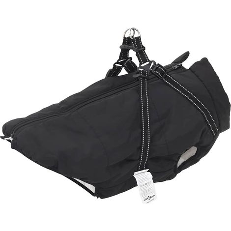 Dog Coat with Harness Waterproof Reflective Black 6XL vidaXL