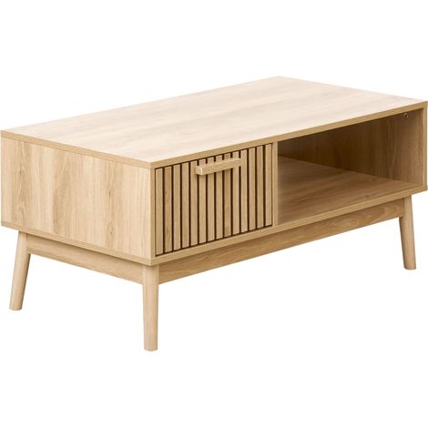 Coffee Table LYNWOOD Light Brown with Storage