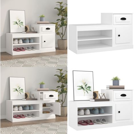 Schuhschrank Weiß 100x42x60 cm Holzwerkstoff - Schuhschrank - Holzwerkstoffmöbel - Garderobe - Aufbewahrungsbox - Weiße Möbel - Home & Living (1/5)