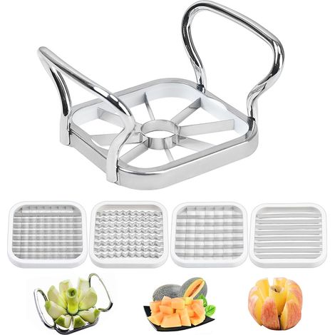 Coupe-Frites Manuel en Acier Inoxydable 5-en-1 pour Pommes de Terre, Carottes, Oignons et Fruits – Découpe Précise et Rapide (1/4)