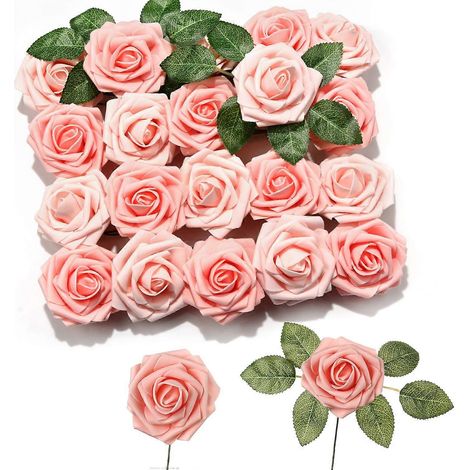 Fleurs artificielles, 25 roses artificielles avec tiges, fleurs artificielles, fleurs en mousse, roses-AquaForge (1/5)