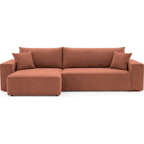 ROMEO XL - Canapé d'angle convertible tissu bouclette Terracotta (1/5)