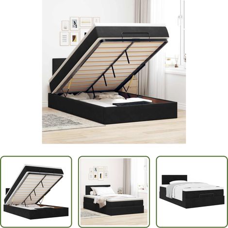 vidaXL Samt - Ottoman-Bett mit Matratze Schwarz 120x200 cm Samt (1/5)